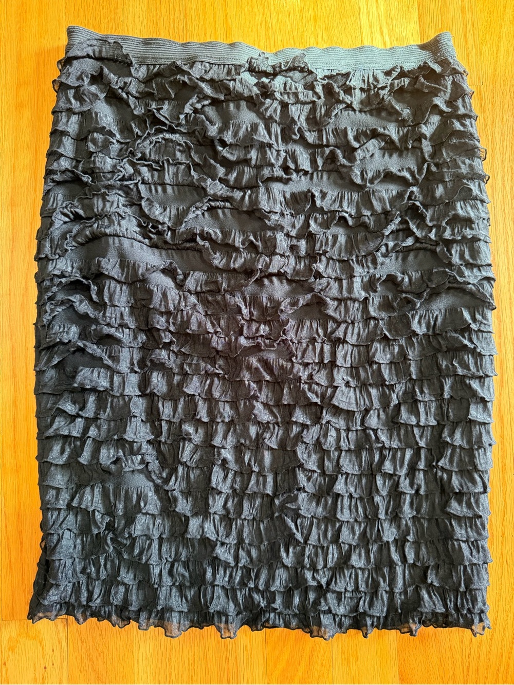 Betsey Johnson Black Ruffled Pencil Skirt